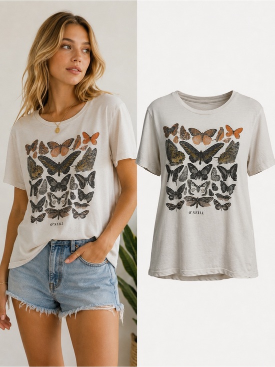 O'Neill Tops - O’Neill | Butterfly Graphic Tee | White Cotton Short Sleeve Top | Size Small